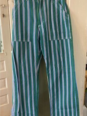 Big Bud Press Green & Blue Vertical Stripe Cargo Trousers